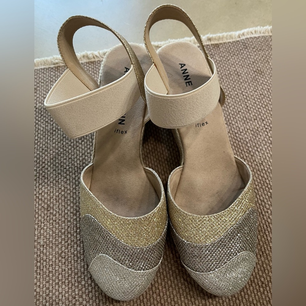 Anne Klein Gold Wedge Sandals